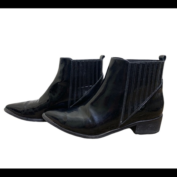 MARK FISHER LTD Yommi Patent Leather Pull On Chelsea Boots/Booties Black Sz 9.5 - Picture 5 of 13